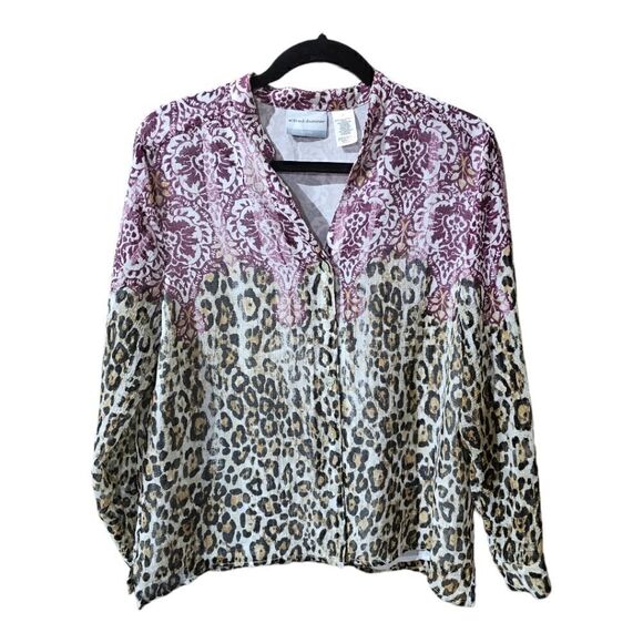 ALFRED DUNNER Floral & Leopard Top - Size 14 Petite - Picture 1 of 5